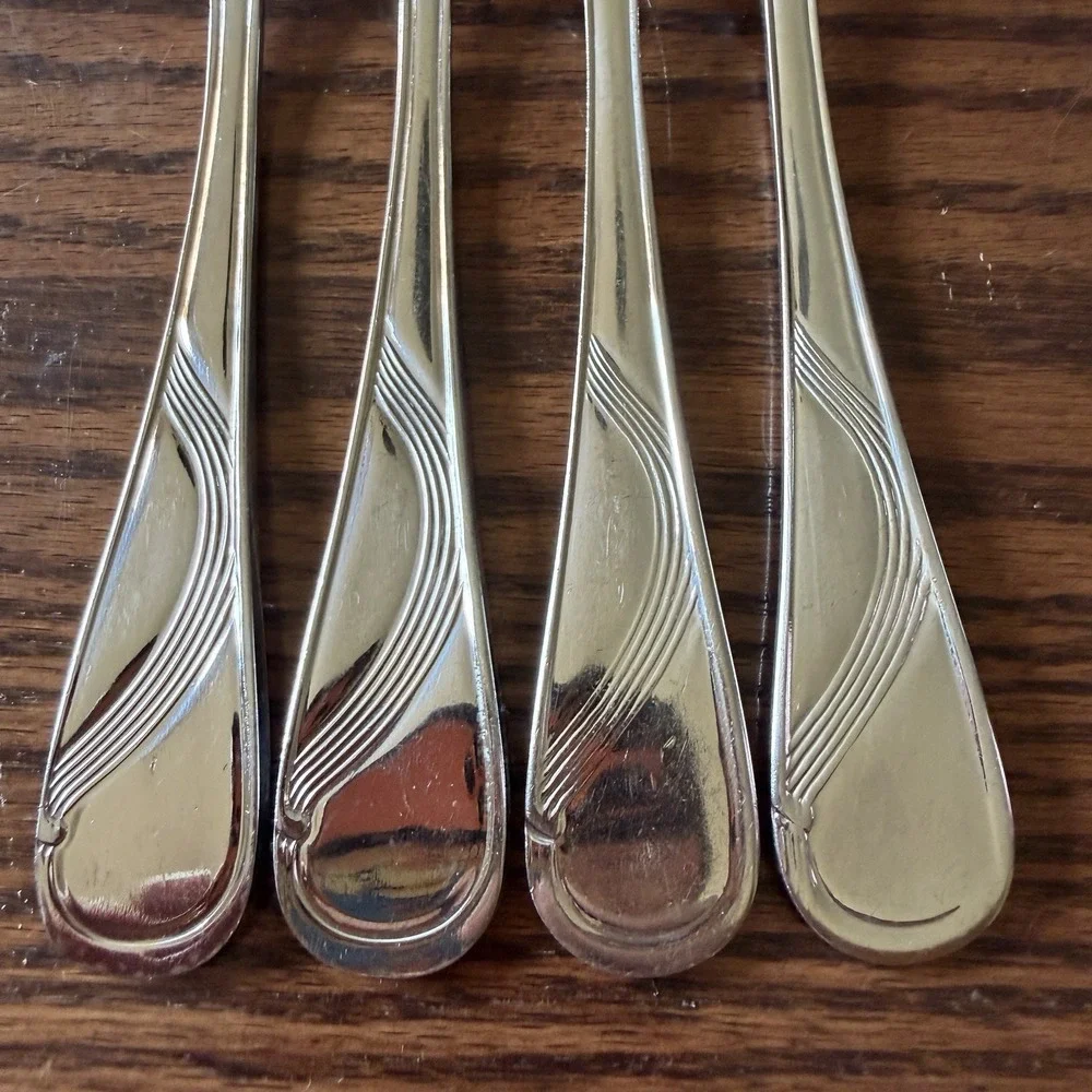 Bon Chef Oyster/Cocktail Forks 18/10 Stainless Steel Wave Pattern Lot Of 4